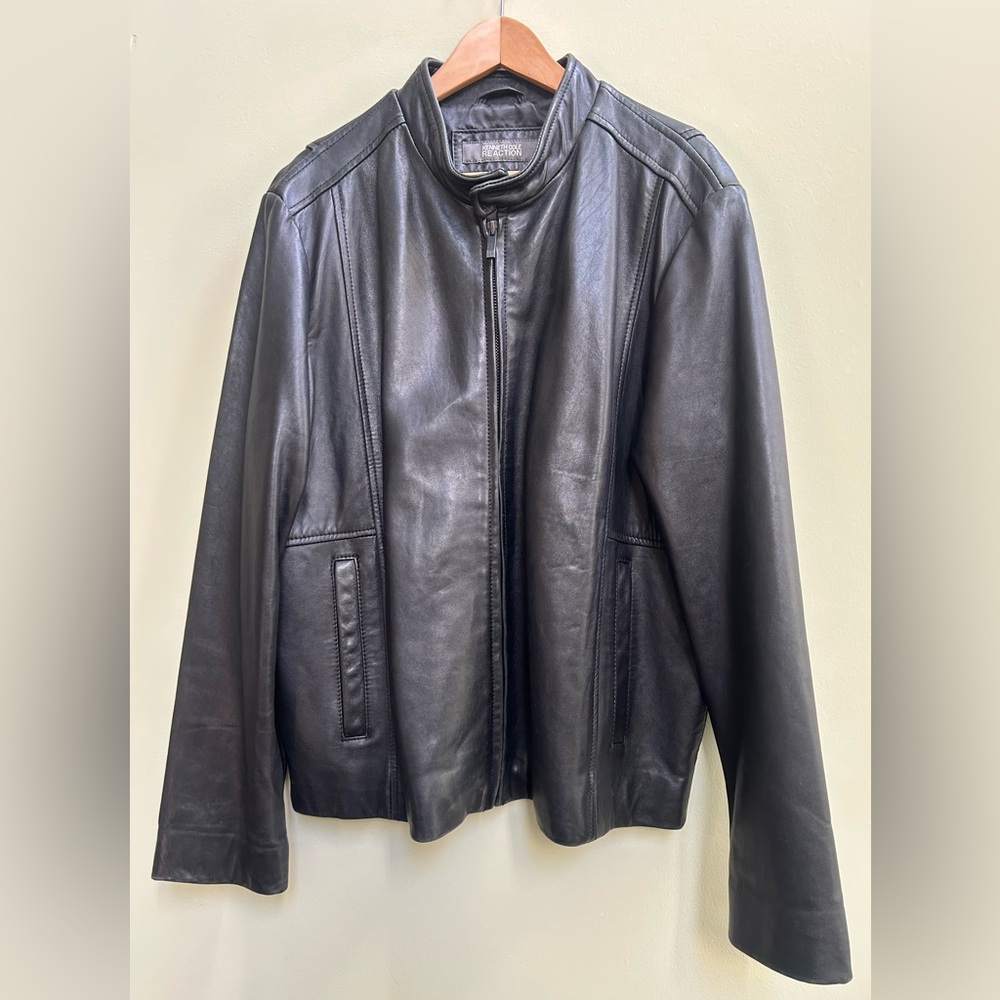 Men Kenneth Cole Classic Black Leather Jacket
